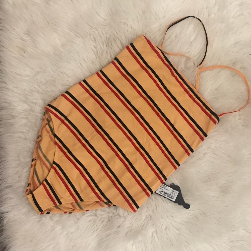 Striped Open-Back Bodysuit